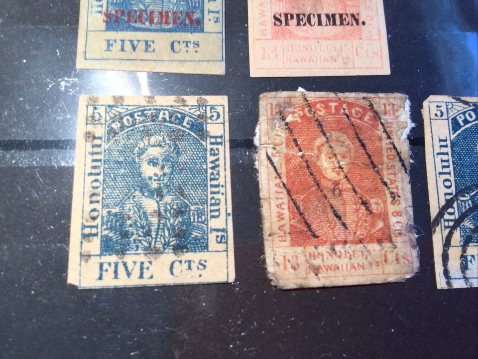 Hawaii 13ct and 5ct 1853-1889 ex Exhibit of ￼￼early HI  Stamps + Forgeries - Image 2 of 4