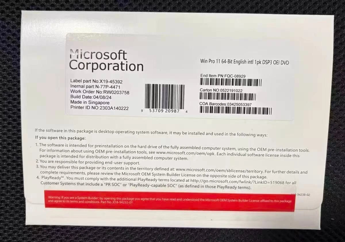 DVD Win 11 Home 64 bits con clave de licencia de producto nuevo sellado y envío gratuito