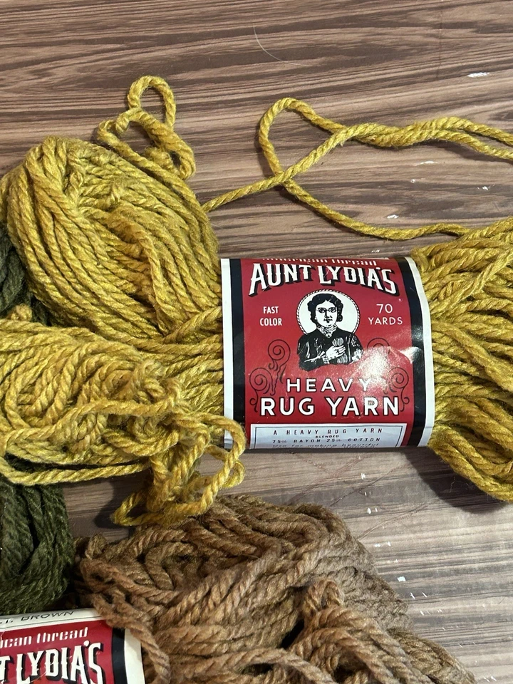 Lot of 3 Aunt Lydia's Heavy Rug 0750 Antique Blue Yarn Lt Brown, Antique, Moss - Image 4 of 4
