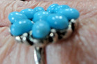 Vintage Silver Tone and Faux Turquoise Flower Boho flower size  5 — photo 3