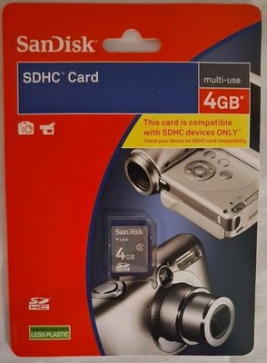 SanDisk 4GB SDHC Card New Sealed Multi Use Memory Card SDSDB-4096
