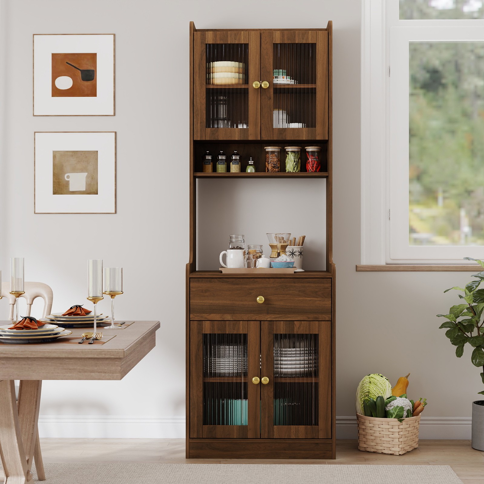 Kitchen Pantry Hutch Storage Cabinet, Farmhouse Kitchen Hutch Buffet Cabinet
