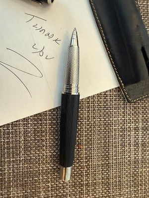 BREITLING Ballpoint Pen - Luxury  Black - Silver w/ soft case