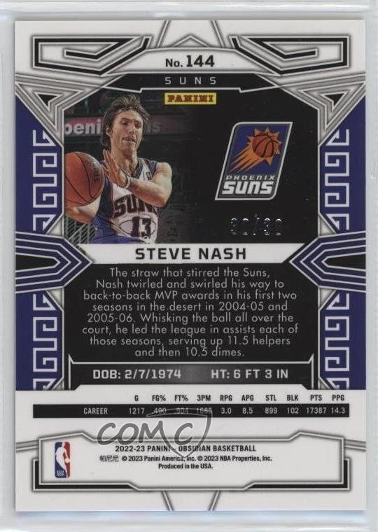 2022-23 Panini Obsidian Electric Etch Blue /30 Steve Nash #144 HOF - Image 2 of 2