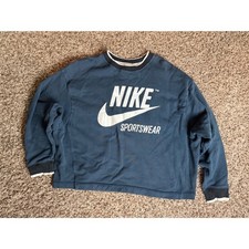 Nike Sportswear Navy Blue Logo Crewneck Sweatshirt AJ7368-454 Womens L