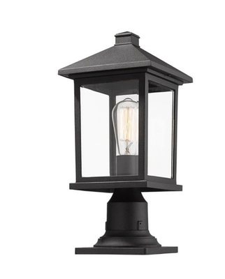 #ad Z Lite 531PHMR BK Portland 1 Light 16 inch Black Outdoor Post Mount Fixture $199.00