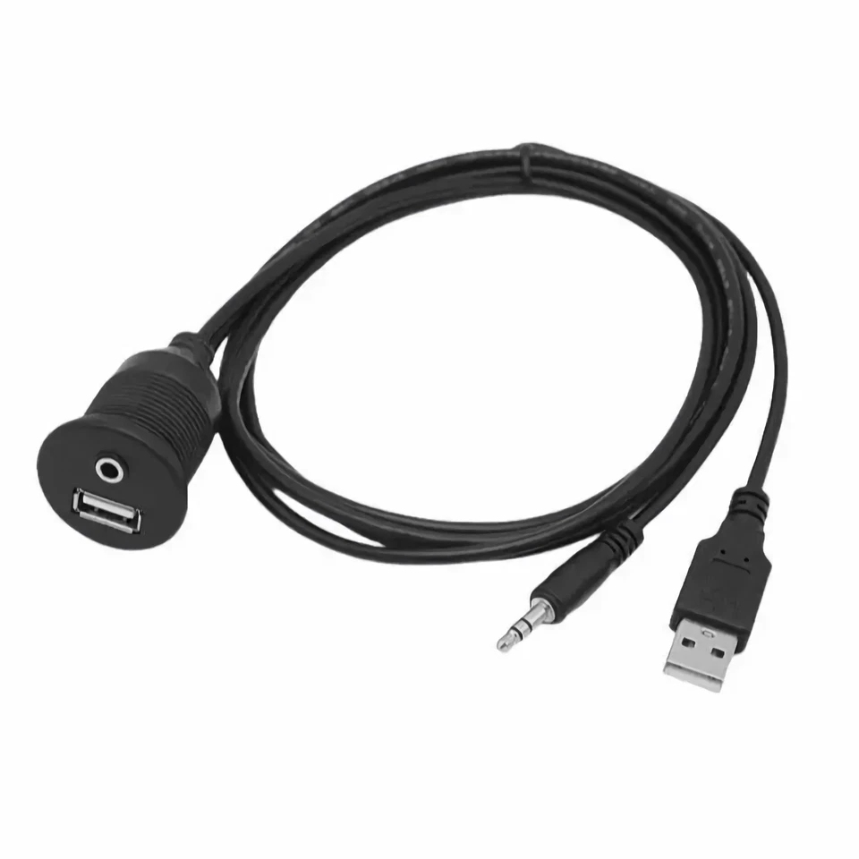 Q74C USB Car Dashboard USB 2.0+3.5mm Aux Extension Cable Bündige Mounting 1m - Image 3 of 4