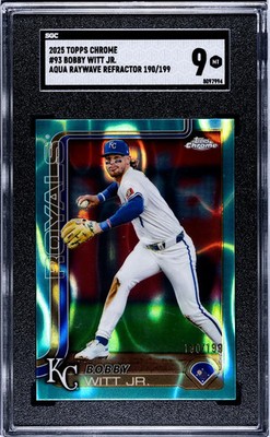 2025 Topps Chrome Bobby Witt JR. #93 Aqua Raywave Refractor SGC 9