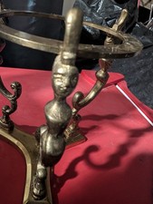 Vtg 3 LEG BRASS STAND for Crystal Ball DISPLAY 6"x4" Cleopatra Face Rare INDIA
