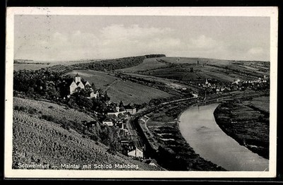 Ansichtskarte Schweinfurt, Maintal mit Schloß Mainberg 1937 