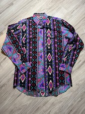 Vintage Wrangler 80s Or 90s Aztec Western Shirt 16 x 34 Made In USA Large
