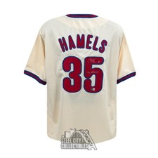 Cole Hamels 08 WS MVP Autographed Philadelphia Custom Cream Baseball Jersey -BAS