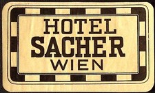 Vintage Austria LUGGAGE LABEL Hotel SACHER Wien Travel Souvenir