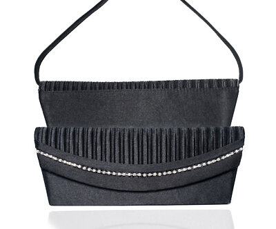 Damen Clutch Abendtasche Strass Elegant Schwarz Schultertasche Handtasche Party