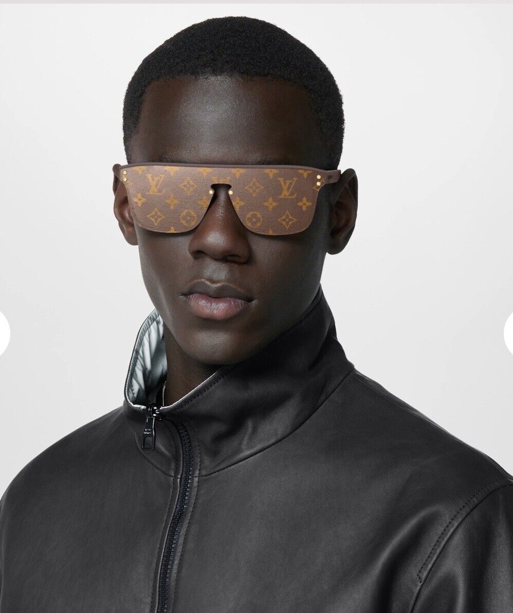 Louis Vuitton Z1485E WAIMEA Monogram Brown Men's Sunglasses Louis Vuitton Z1485E WAIMEA Monogram Brown Men's Sunglasses