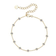 1ct Chain Bezel Bracelet Yellow Gold Diamond Test Pass Lab-Created VVS1/D 16.5cm