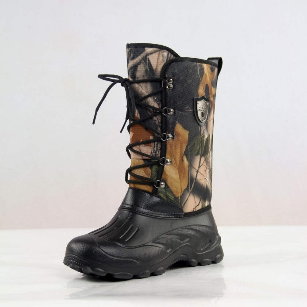 Men's Waterproof Thermal Winter Boots Non-Slip Outdoor Fishing Boots Round Toe