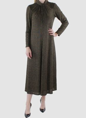 $149 Anne Klein Women Black Twist Front Long Sleeve Midi Dress Size L | eBay