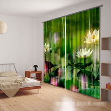 3D Lotus leaf 5 Blockout Photo Curtain Printing Curtains Drapes Fabric Window AU