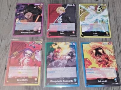 6X LEADER TCG CARD ONE PIECE OP05 u.a. MONKEY D LUFFY BETTY SABO ENEL NM ENGLISH