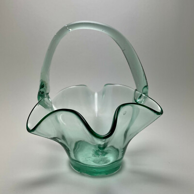 Vintage GLASS BASKET / TOOTHPICK HOLDER ~ Rosenthal Netter? ~ Made in Brazil