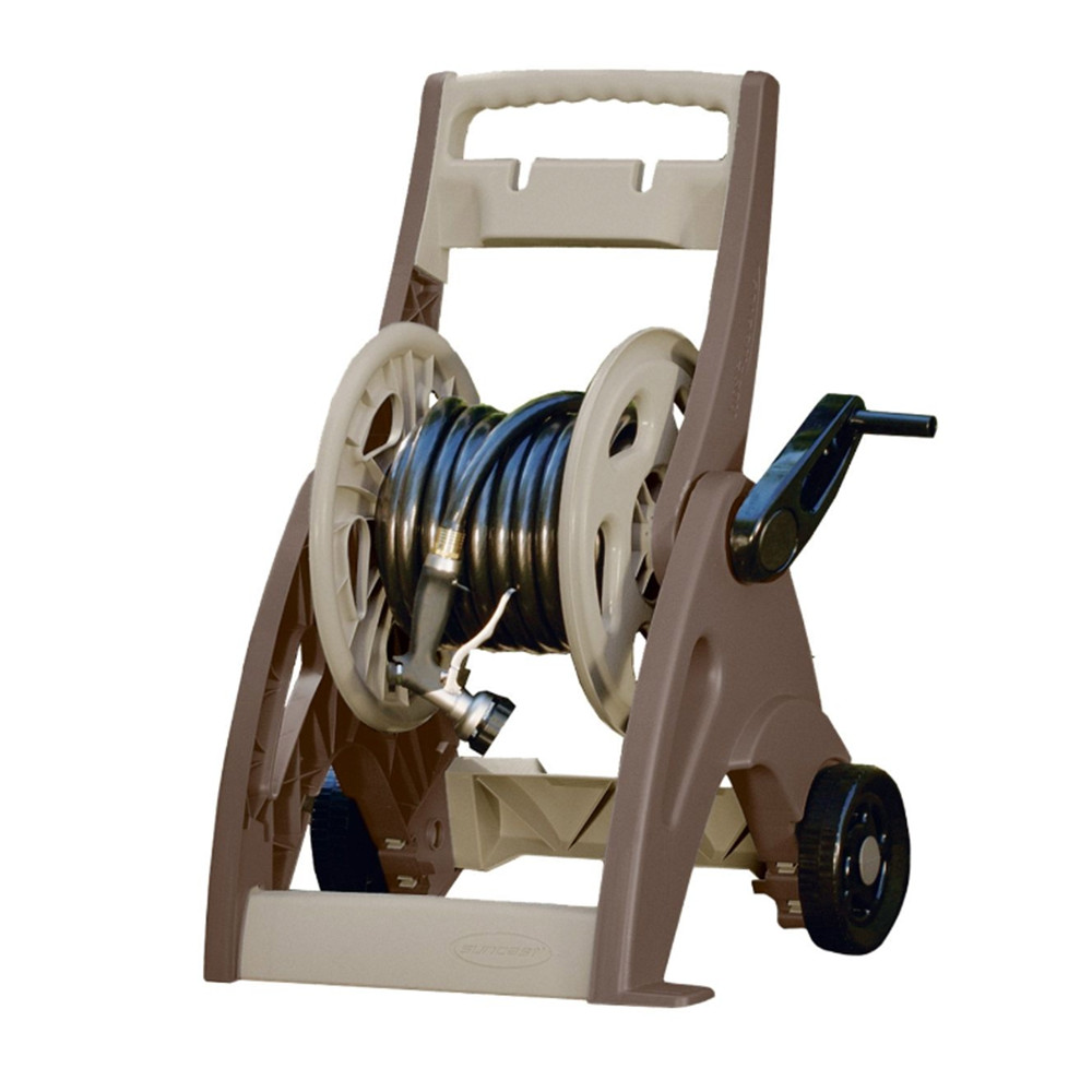 Garden Hose Reel Cart w/ Leader Hose 175-Feet Resin Wheeled Outdoor Hosemobile