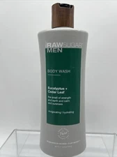 RAW SUGAR Mens Body Wash Eucalyptus + Cedar Leaf 25oz Invigorating Hydrating