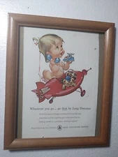 1961 Bell Telephone System Print Ad Baby Girl on rotary phone  (early AT&T)