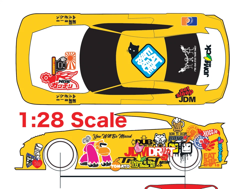JDM Racing Water Slide Decal White Toner  1/24 - 1/28 RC Model Dicast Hot! #374 - Image 3 of 4