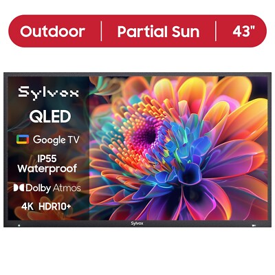 SYLVOX 43'' Outdoor QLED TV IP55 weatherproof App store voice remote Partialsun