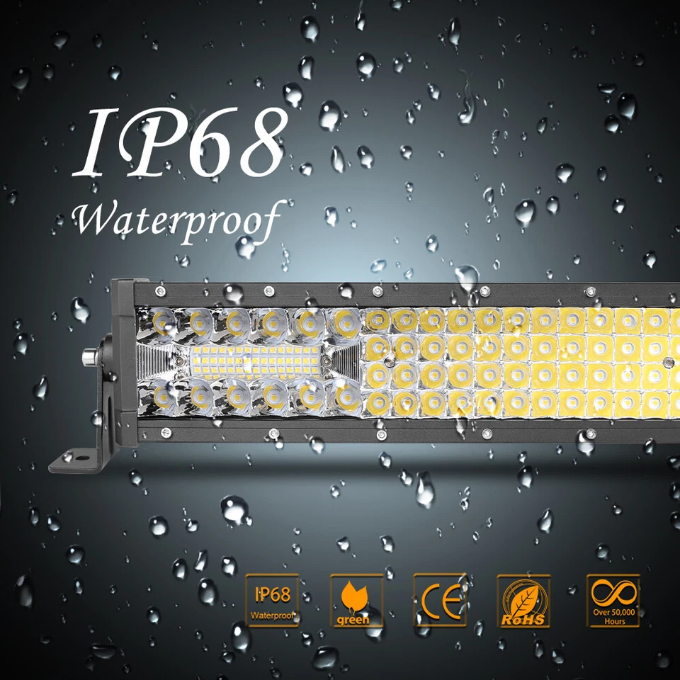 40/42Inch LED LIGHT BAR Tri Quad Row Spot Flood Combo Truck Offroad 4WD ATV SUV - Image 3 of 4