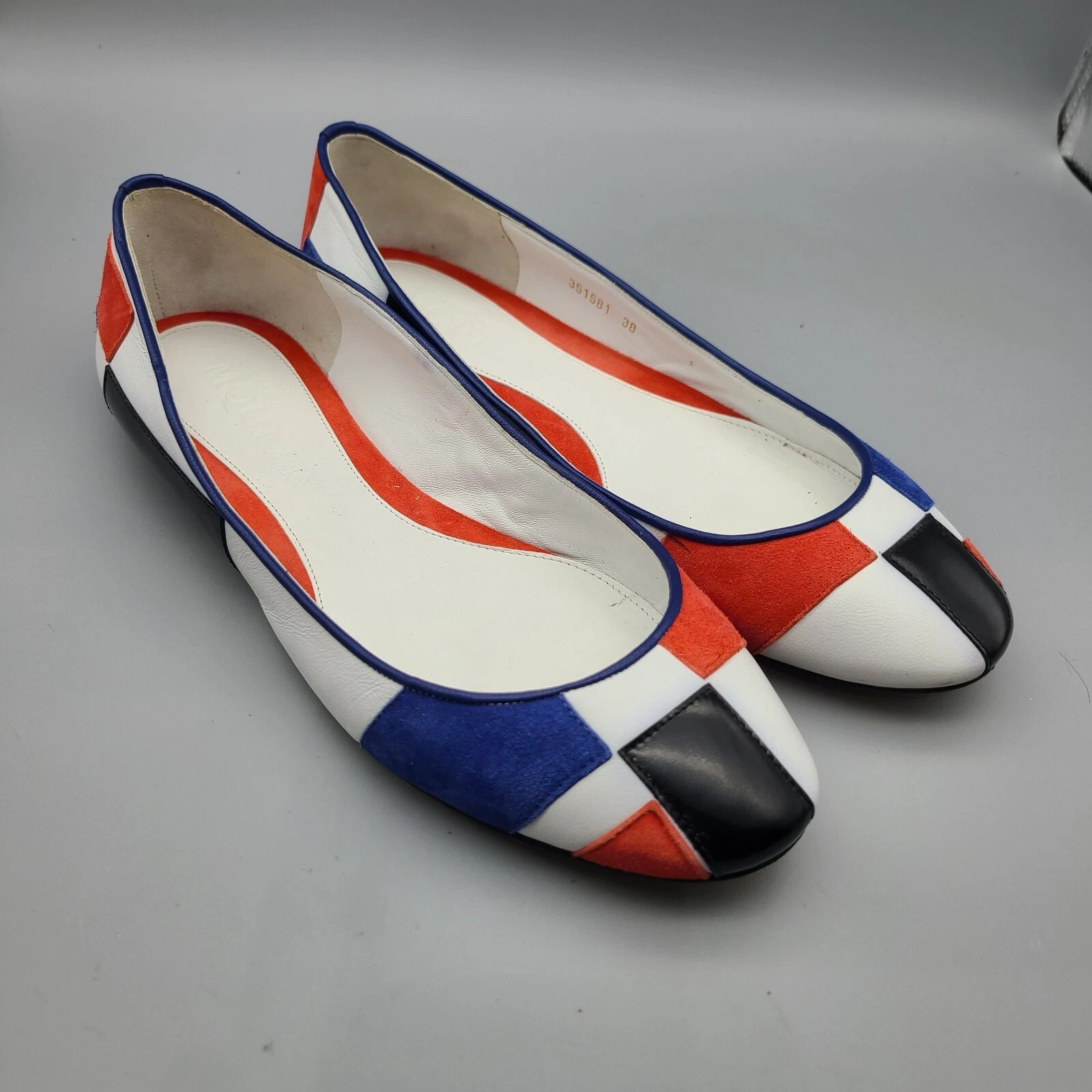 Ballerine Alexander McQueen in pelle camoscio patchwork taglia 8 38