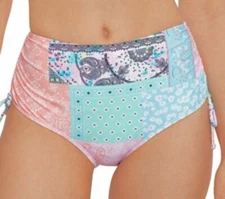 SALT+COVE Juniors Side Shirring HW Bikini Bottom Size XS Patch Retail $19.99