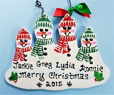 SNOWMAN FAMILY OF 4 Ornament U CHOOSE NAMES  YEAR Personalized Christmas Winter