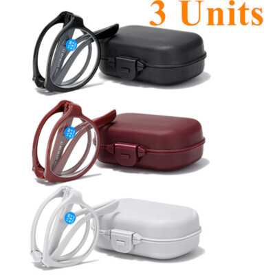 3 PACK Reading glasses Spring Folding For Reader +case +1.0 +1.5 +2.0 +2.5 ~+4.0