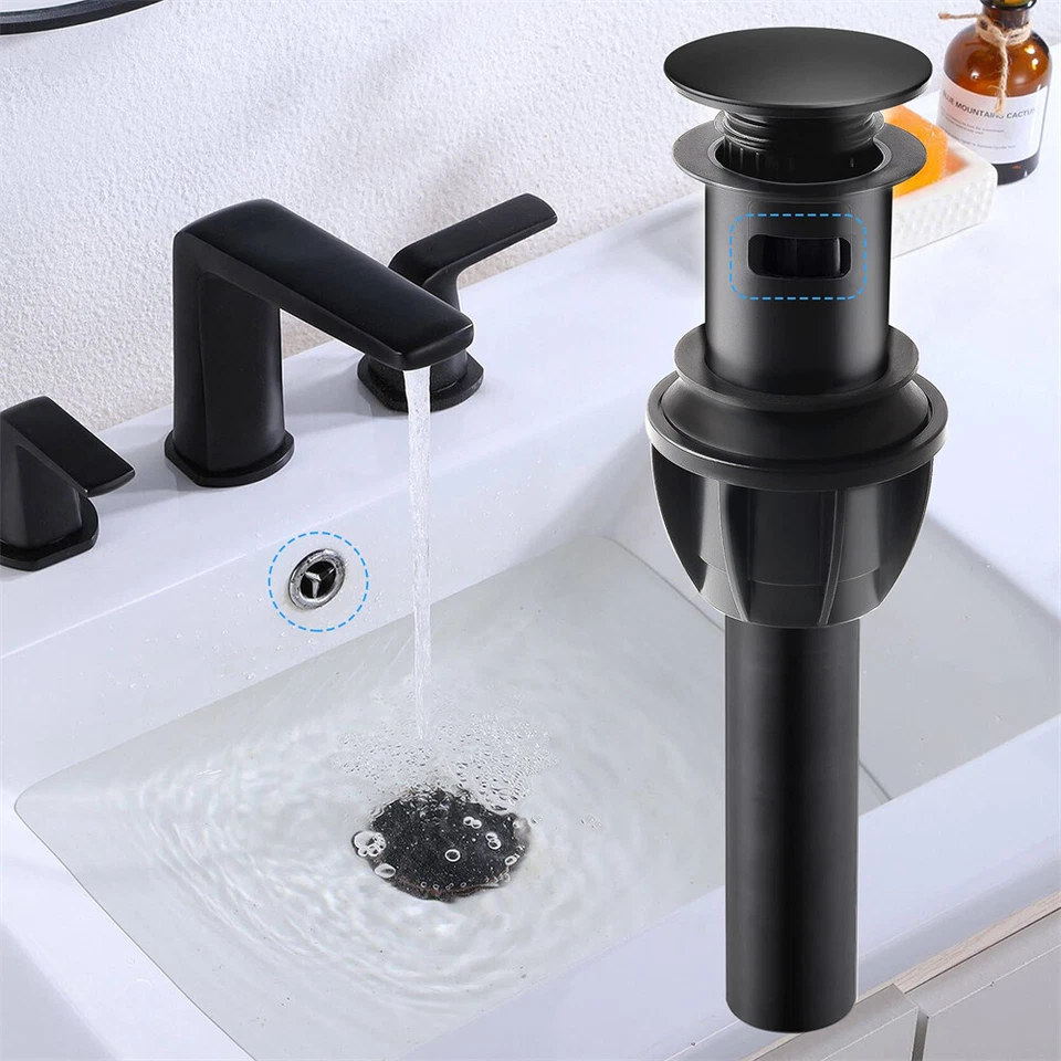 2Pack Push and Seal Pop-up Drain Stopper with Overflow Assembly Sink Drain Cover - Image 3 of 4