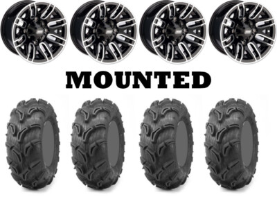 Kit 4 Maxxis Zilla Tires 28x10-12 on Moose 112X Black Wheels CAN
