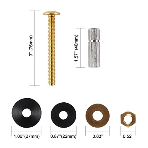 Universal Toilet Tank to Bowl Bolt Gaskets Brass Kits Fits 2'' and 3'' Toilet... - Picture 3 of 6