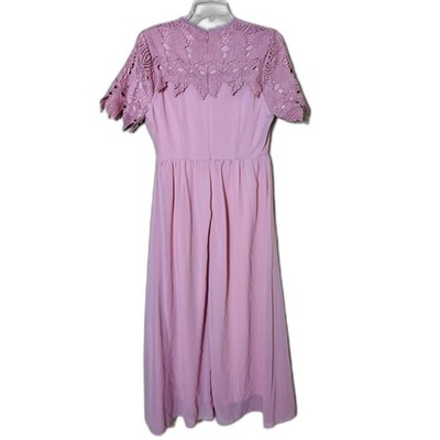 NWT Roolee Fiona Lace Pink Eyelet Maxi Dress Small Cottagecore Fairy Twee |  eBay