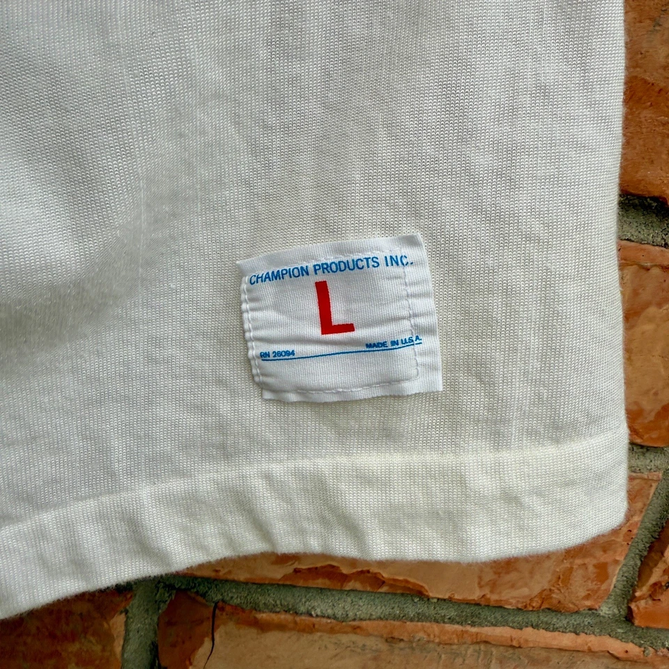 Camiseta de fútbol vintage Champion años 70 algodón nailon lucha libre grande estampado al agua Foto 3 de 4