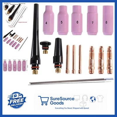 TIG Welding Torch Nozzle Kit 17pcs with Collet Body & Tungsten Electrodes