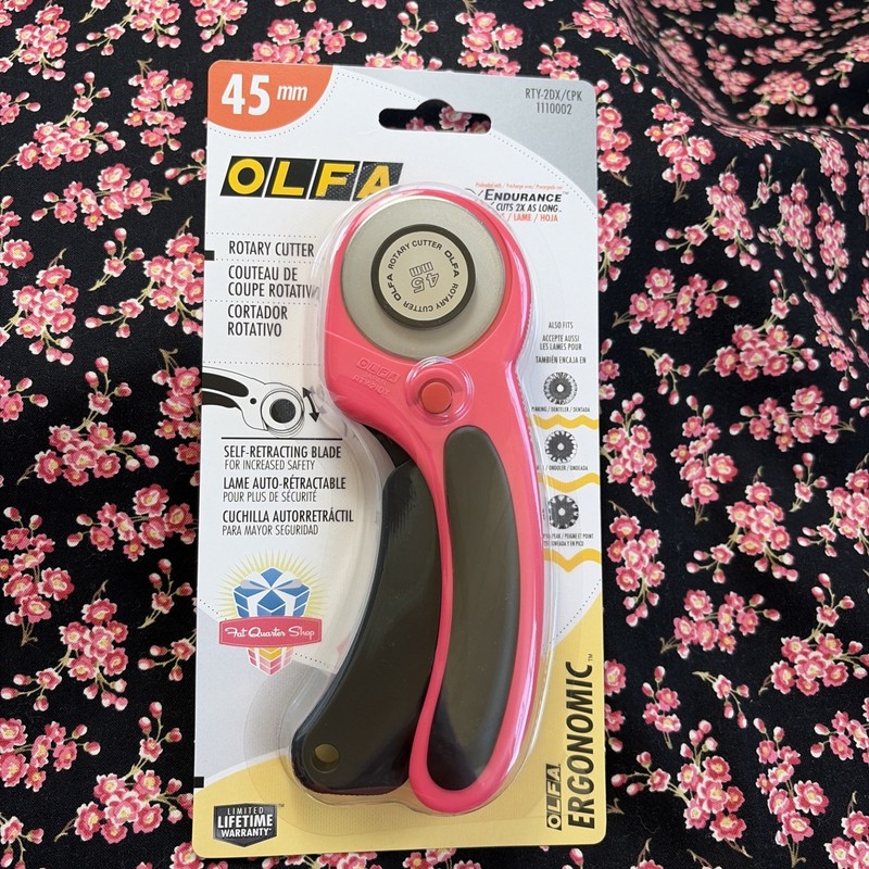 *Limited Edition Coral Pink* Olfa 45mm Ergonomic Rotary Cutter, sealed NIP