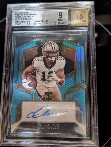 2022 Panini Select Chris Olave Rookie Signatures Light Blue Prizm /49 PSA 10