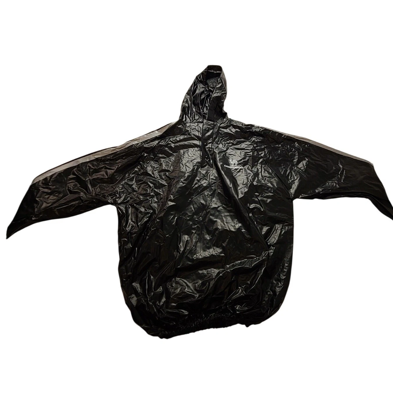 CAMEL CROWN Black Hooded Rain Poncho Waterproof Lightweight Outdoor Jacket L
