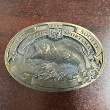 Belt Buckle 3 Bass Anglers Sportsman Society 1993 Vintage Antique Made In USA