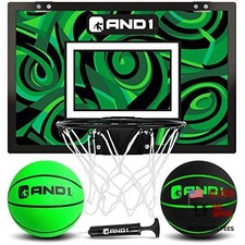 Mini Basketball Hoop: 18  x12  Pre-Assembled GREEN / BLACK Premium Bundle