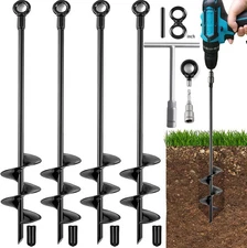 Ground Anchors Heavy Duty, Swing Set Anchor Kit 18 Inch 4 Pack Screw in Earth An
