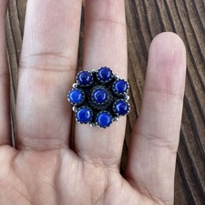 Sterling Silver Lapis Lazuli Adjustable Cluster Ring Stamped 925 New Southwest