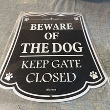    Beware of Dog Signs for Fence, Warning Aluminum Sign Keep Gate Closed 8x12  M