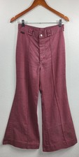 Vintage 1970's Light Maroon Hi Rise Wide Bell Bottoms Maverick Medium READ